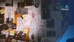 a notice board with clues of a people tracing investigations case